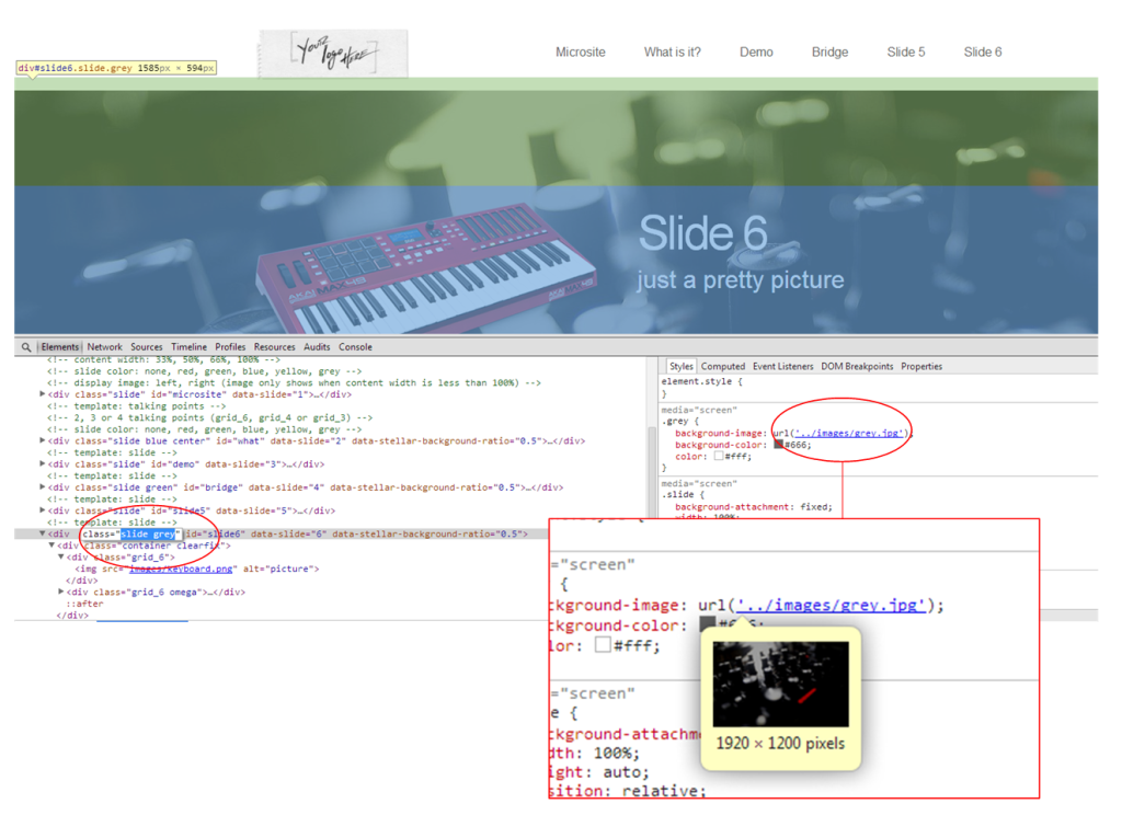 Using the page's source or "Inspect Element" we see that the backgrounds seem to "belong" to sets of content.